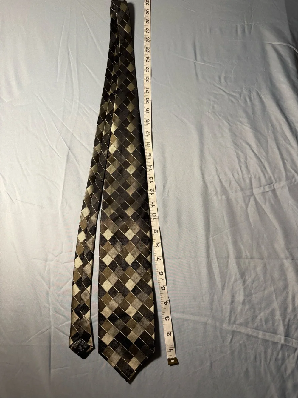 Roberto Villini hand made Checkerboard Pattern Men's Silk Tie in Black and Brown